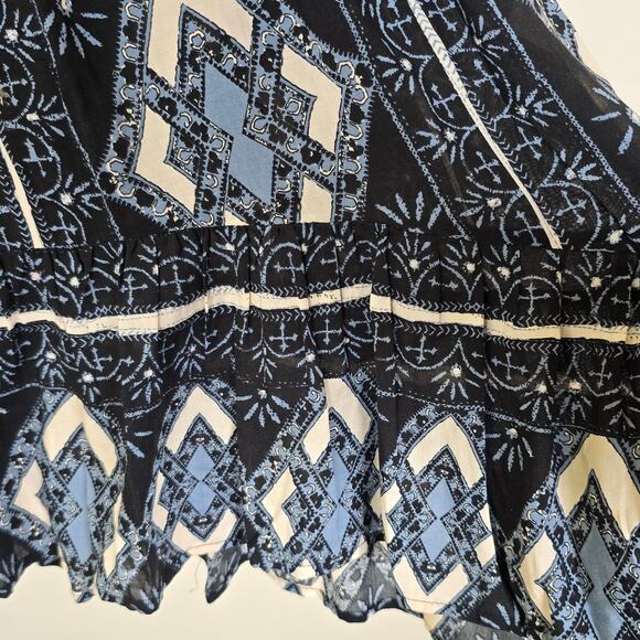 Free People Down By The Bay Mini Dress Top Women's S Blue Boho Chic Whimsigoth - Picture 3 of 10